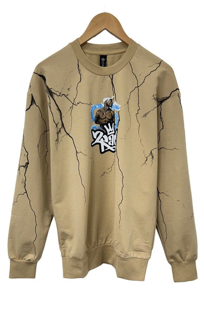 2pac Men's Beige Graphic Sweatshirt Fleece Long Sleeves Regular Fit - Design Menswear