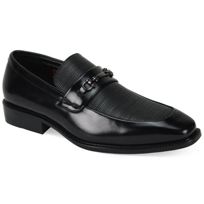 Antonio Cerrelli Black Men's Slip On Dress Shoes Silver Buckle - Design Menswear
