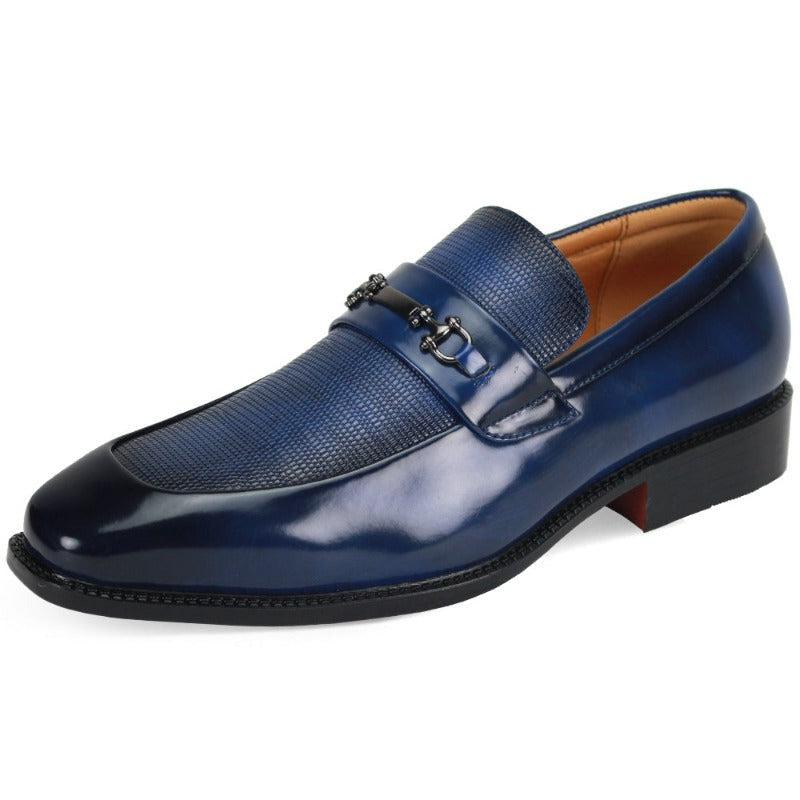 Blue men's Slip on dress shoes silver buckle DESIGN MENSWEAR Blue men's Slip on dress shoes silver buckle DESIGN MENSWEAR