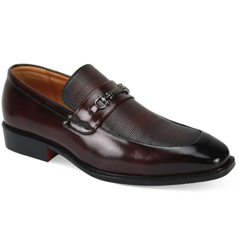 burgundy and gold dress shoes mens Moc Toe Bit Slip On 6938 by Antonio Cerrelli BURGUNDY / 11