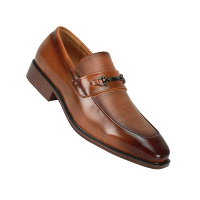 Antonio Cerrelli Cognac Men's Slip On Dress Shoes Silver Buckle - Design Menswear