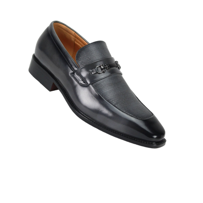 Antonio Cerrelli Gray Men's Slip On Dress Shoes Silver Buckle - Design Menswear