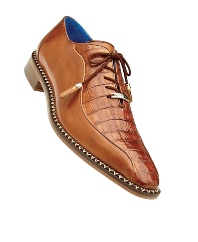 Belvedere Cognac Men's Dress Shoes Genuine Alligator Leather - Design Menswear