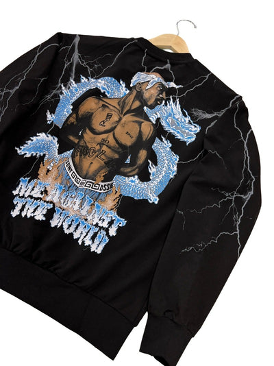 Black 2pac Men's Graphic Fleece Long Sleeves Sweatshirt Crewneck Regular Fit - Design Menswear