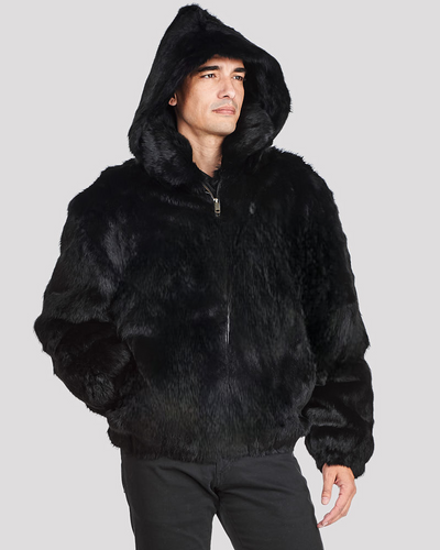 Real Fur Coat For Men's Rabbit fur Dress Casual Style - Design Menswear
