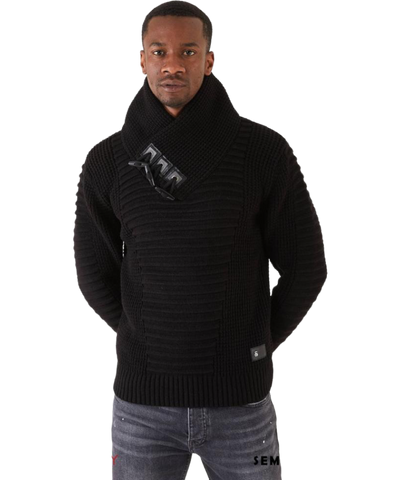 Black Men's Fashion Sweaters Slim Fit 3 Buttons Collar by LRlagos Red - Design Menswear
