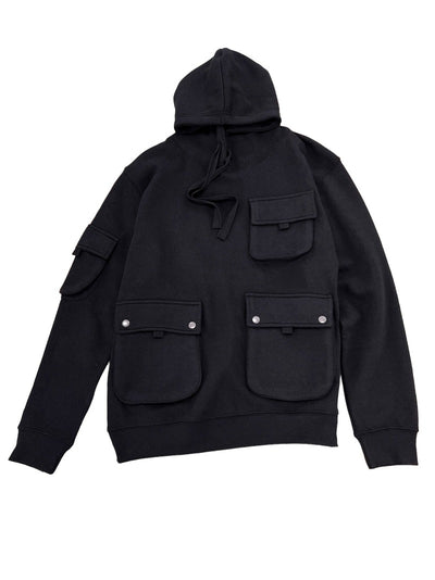 Men's Solid Color Black Hoodies 3 Pockets Heavy Blend - Design Menswear