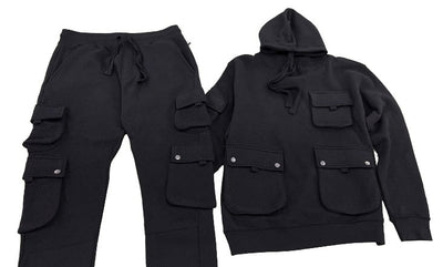 Black Men's Jogger Set Hoodies and pants Heavy Blend - Design Menswear