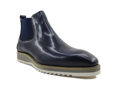 Carrucci blue slip on men's boots casual style genuine Leather - Design Menswear