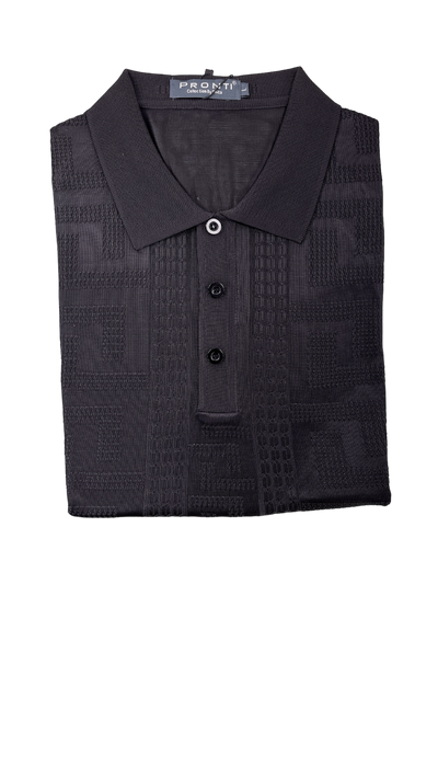 Black polo men's polo short sleeves T-shirt greek key style