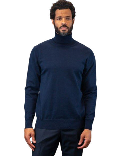 Blue Men's Turtleneck Sweaters Light Blend Regular-Fit - Design Menswear
