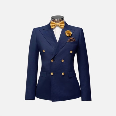 Rossi Man Blue Men's Slim-fit Suit Double Breast Vest Gold Buttons - Design Menswear