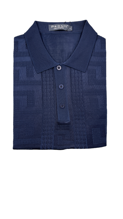 Blue polo men's polo short sleeves T-shirt greek key style
