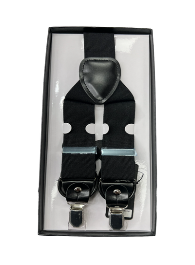 Men's Black Suspenders Convertible Clip on and Buttons - Design Menswear