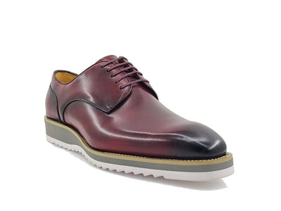 Carrucci Burgundy Men's Leather Lace-Up Casual Shoes - Design Menswear