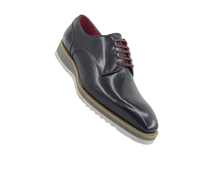 Carrucci Black Genuine Leather Men's Lace-Up Casual Shoes - Design Menswear