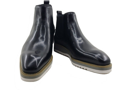 Carrucci Men's Black Pull-On Boots Casual Design genuine Leather - Design Menswear