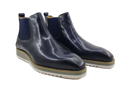 Carrucci blue slip on men's boots casual style genuine Leather - Design Menswear