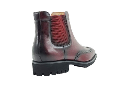 Carrucci Burgundy Slip On Men's Wingtip Boots dress casual genuine Leather - Design Menswear