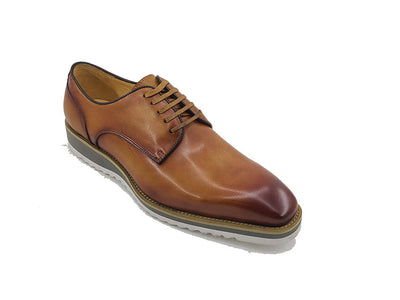 Carrucci Cognac Genuine Leather Men's Lace Up Casual Shoes - Design Menswear