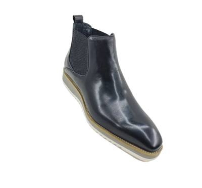 Carrucci Men's Black Pull-On Boots Casual Design genuine Leather - Design Menswear