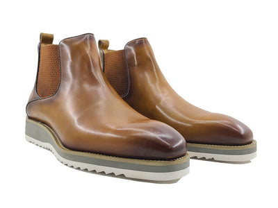 Carrucci Cognac Pull On Men's Boots Casual Design genuine Leather - Design Menswear