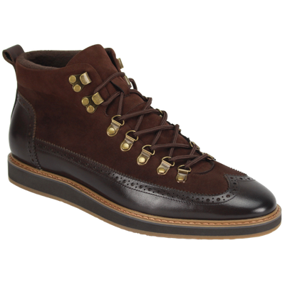 Giovanni Brown Men's Lace Up Casual Boot Leather and Suede - Design Menswear