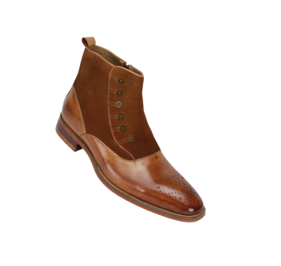 Giovanni Cognac Slip On Men's Dress Boot Leather and Suede - Design Menswear