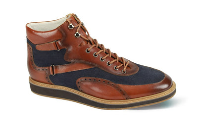 Giovanni Men's Navy Lace Up Casual Boot Leather and Suede - Design Menswear