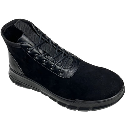 Black Lace Up Men's Boots Casual style Suede and Leather - Design Menswear
