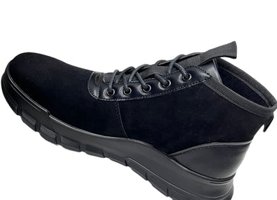 Black Lace Up Men's Boots Casual style Suede and Leather - Design Menswear