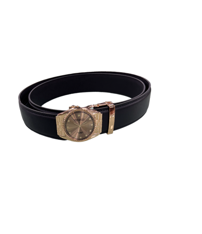 Gold Rolex Watch Men's Belt Genuine Leather - Design Menswear