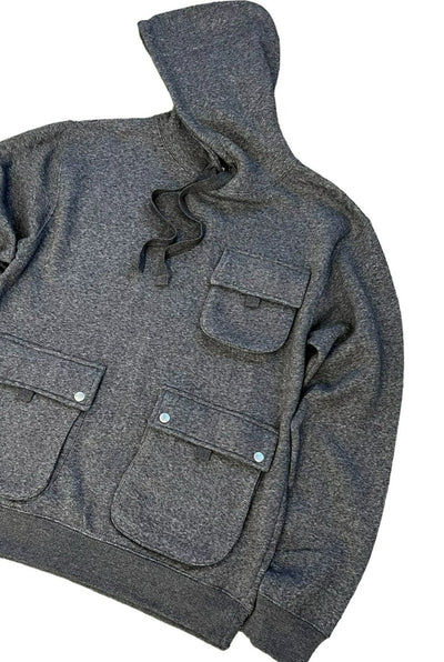 Men's Pullover Gray Solid Color Hoodies Pockets Heavy Blend - Design Menswear