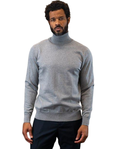 Men's Light Gray Turtleneck Sweaters Light Blend Regular Fit - Design Menswear