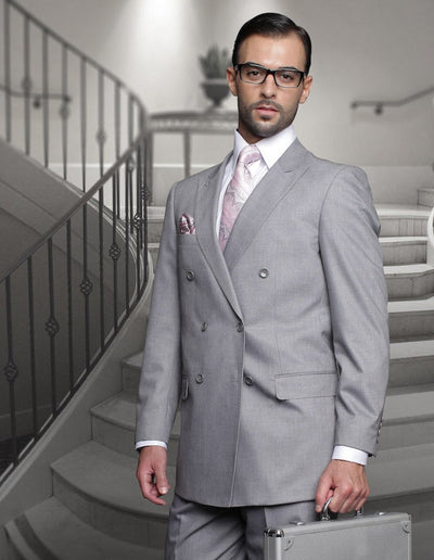Gray Statement men's suit double breasted classic fit pleated pants - Design Menswear