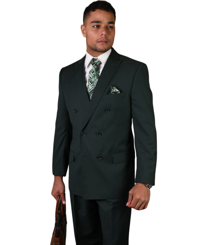 Hunter Green statement men's suit double breasted pleated pants classi –  DESIGN MENSWEAR