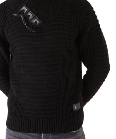 Black Men's Fashion Sweaters Slim Fit 3 Buttons Collar by LRlagos Red - Design Menswear