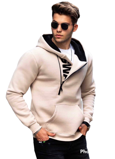 Zip up men's tan graphic hoodies regular fit - Design Menswear