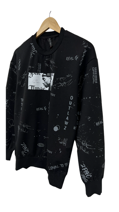 Men's Black Makaveli Graphic Long Sleeves Sweatshirt Regular Fit - Design Menswear
