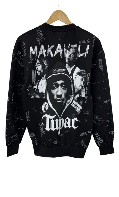 Men's Black Makaveli Graphic Long Sleeves Sweatshirt Regular Fit - Design Menswear