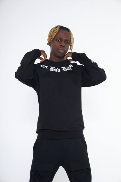 Men's Black Mask Print Graphic Sweatshirt Long Sleeves - Design Menswear