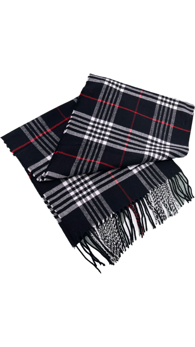 Men's black fashion plaid scarf cashmere feels - Design Menswear