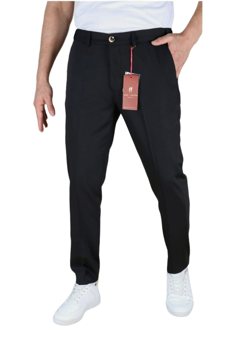 Men's Black Skinny Fit Dress Pants Flat Front Stretch Material – DESIGN  MENSWEAR