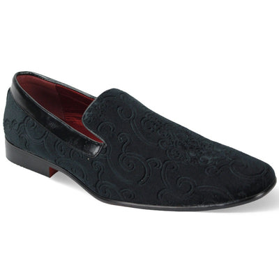 Men's Black Velvet Loafer Slip On Fancy Style - Design Menswear
