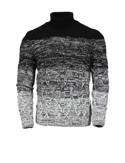 Black and White Men's Turtleneck Sweaters Fashion Design Light Blend Slim Fit - Design Menswear