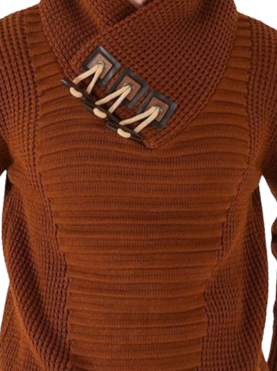 Brown Men's Sweaters Slim Fit 3 Buttons Collar by LRlagos Red - Design Menswear