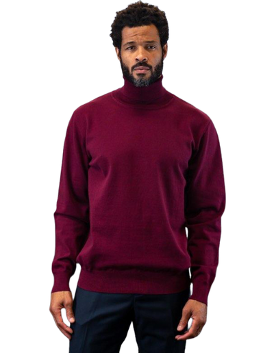 Burgundy Men's Turtleneck Sweaters Light Blend Regular-Fit - Design Menswear