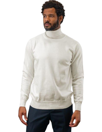 Men's Cream Turtleneck Sweaters Light Blend Regular fit by Design Menswear - Design Menswear