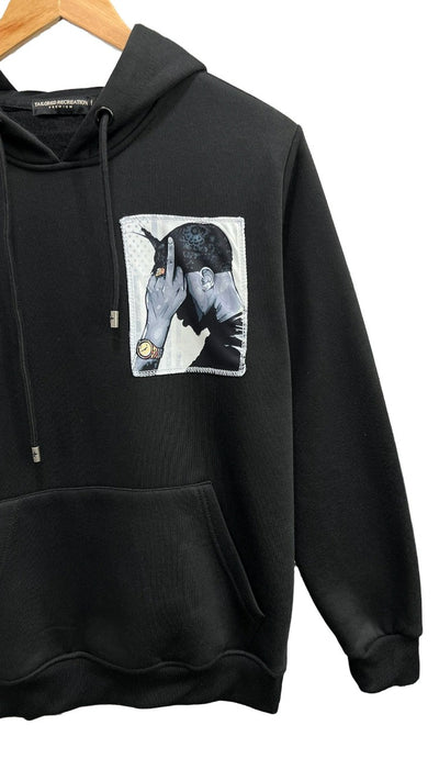 Tailored Recreation Men's Black Graphic Hoodies Heavy Blend - Design Menswear