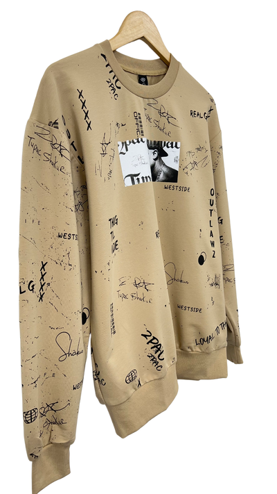 Men's Khaki 2pac Graphic Long Sleeves Sweatshirt Regular Fit - Design Menswear